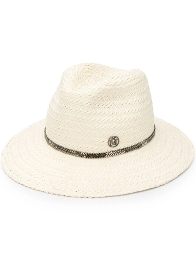 Maison Michel Henrietta Panama Fedora Hat In White,beige