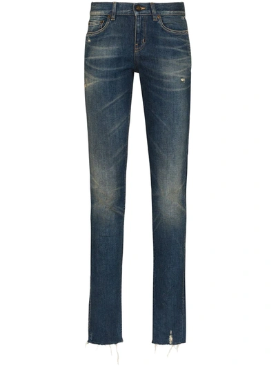 Saint Laurent Low Rise Straight-leg Jeans In Blue