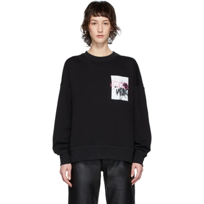 Alexander Mcqueen Oversized Rose-print Sweatshirt In Black