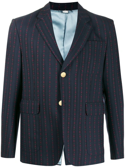 Gucci Logo Pinstripe Blazer In Black