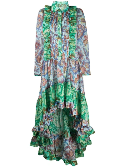 Evi Grintela Paisley Print Ruffle Dress In Green