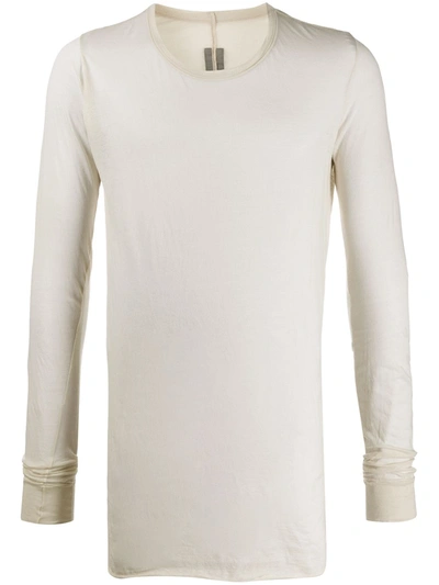 Rick Owens Long Sleeved Cotton T-shirt In White