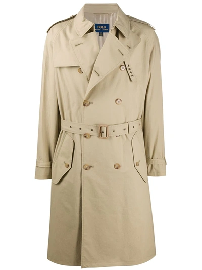 Polo Ralph Lauren Double Breasted Trench Coat In Neutrals