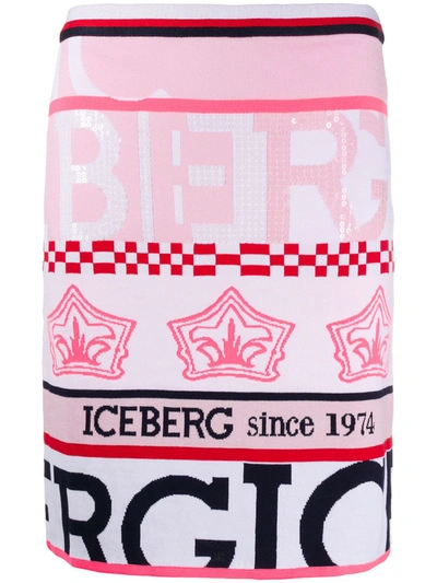 Iceberg High-waisted Striped Skirt In Pink