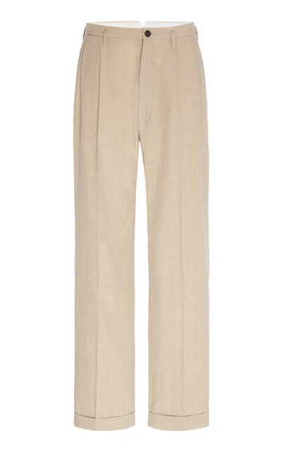 Maison Margiela Cotton-blend Straight-leg Pants In Neutral