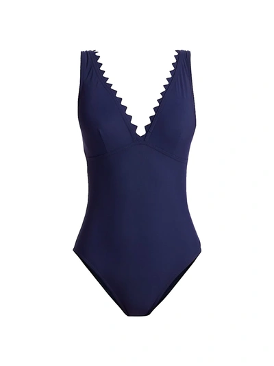 Karla Colletto Swim Ines Plunging One-piece Swimsuit In Navy