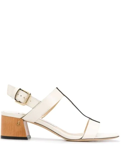 Jimmy Choo Jin Leather Block-heel Sandals In Latte