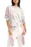 Free People Be Free Tie Dye Oversize Long Sleeve T-shirt In Lavender Mint