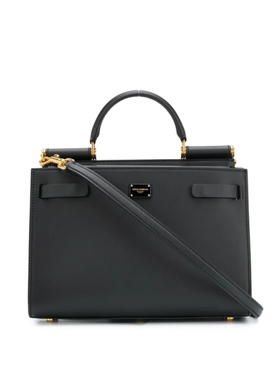 Dolce & Gabbana 62 Small Leather Tote Bag In Black