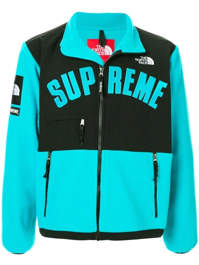 Supreme Logo Zipped Jacket In Blue