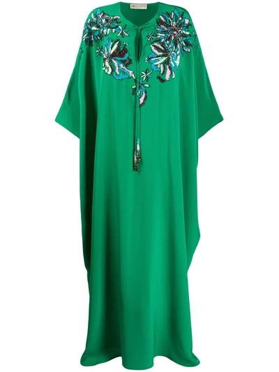 Pucci Long Beaded Kaftan In Green