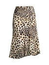 Elie Tahari Haidee Leopard-print Silk Skirt In Sorrel