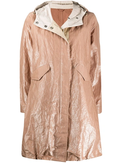 Brunello Cucinelli Oversized Wrinkled-effect Coat In Pink