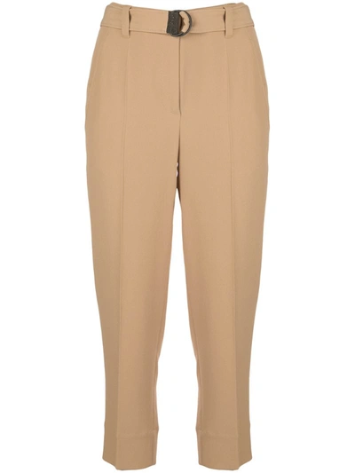 Brunello Cucinelli Belted Tapered-leg Trousers In Neutrals