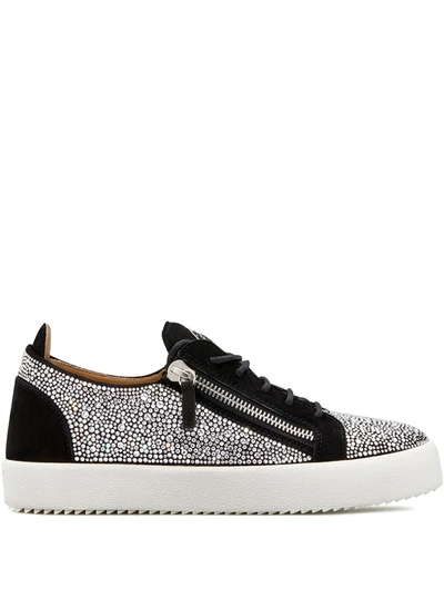 Giuseppe Zanotti Low Top Crystal-embellished Sneakers In Black