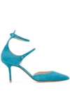 Francesco Russo Double Strap Pointed Toe Pumps In Blue