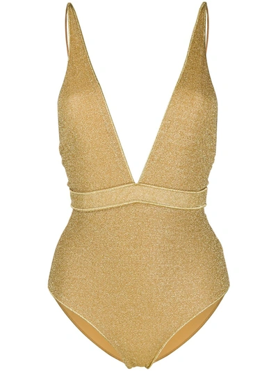 Oseree Metallic Shimmer Swimsuit In Gold