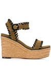 Jimmy Choo Abigail 100mm Wedge Sandals In Green