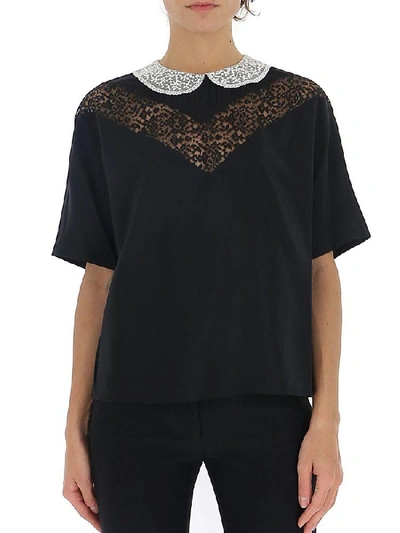 Marc Jacobs Lace Panelled Blouse In Black