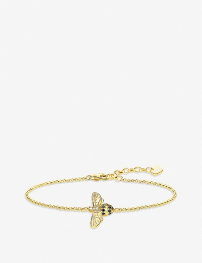 Thomas Sabo Bee 18ct Yellow Gold-plated Silver And Zirconia Bracelet In Multi-coloured