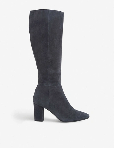 Lk Bennett Sirena Suede Knee-high Boots In Gry-smoke