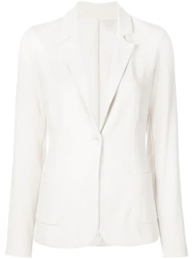 Majestic Stretch Linen One-button Blazer In Blanc