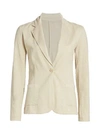 Majestic Stretch Linen One-button Blazer In Sable