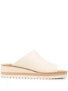 Vince Sarria Asymmetrical Leather Slide Sandals In Flax