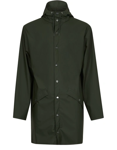 Rains Long Water-resistant Jacket In Green