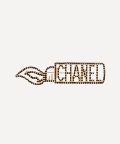 Designer Vintage Turn Of The Century Chanel Gilt Faux Jet Christmas Brooch In Gold