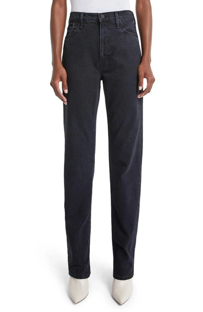 Mother Rider Skimp High Waist Straight Leg Jeans In Black