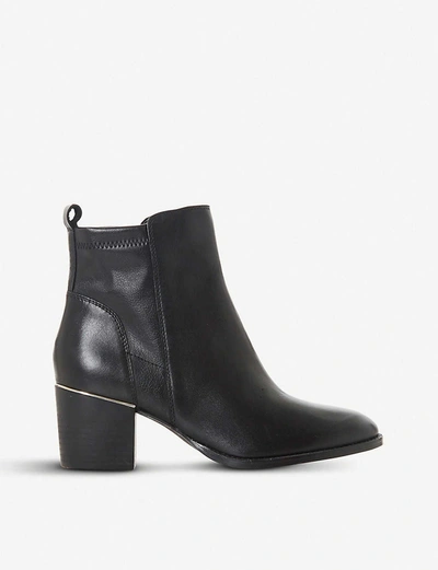 Dune Penndra Metal-trim Leather Ankle Boots In Black-leather