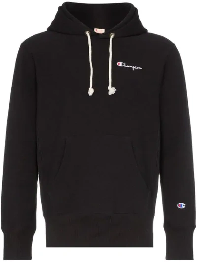 Champion Logo Embroidered Hoodie In Black