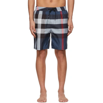 Burberry Large Check-printed Swim Shorts In Blue