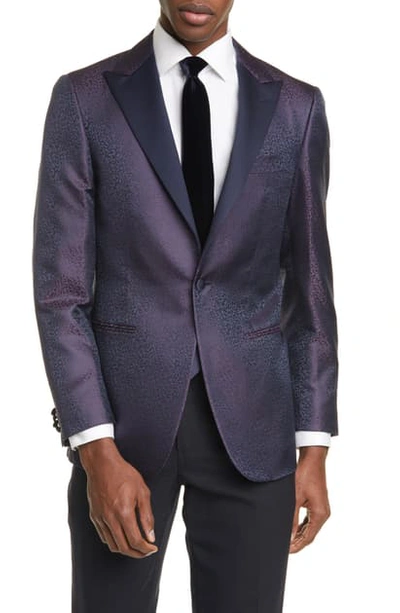 Canali Siena Classic Fit Contemporary Paisley Silk Dinner Jacket In Navy