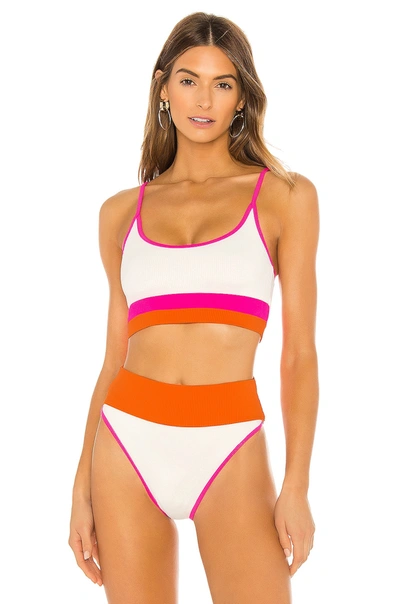 Beach Riot X Revolve Eva Bikini Top In Orange  Pink & White