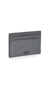 Tumi Nassau Slim Leather Card Case In Grey Texture