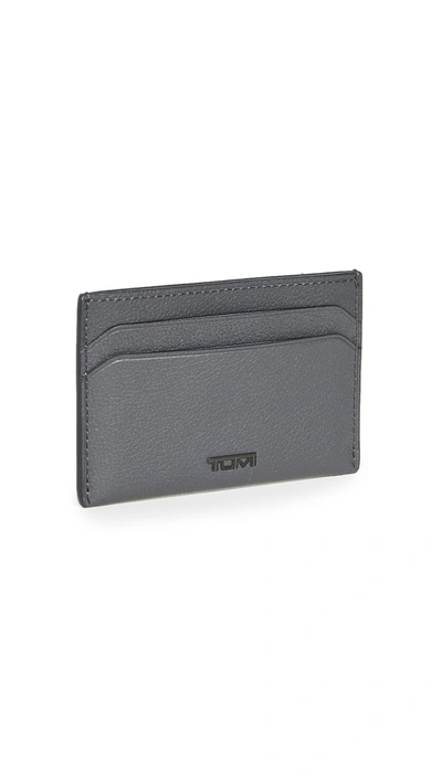 Tumi Nassau Slim Leather Card Case In Gray Texture