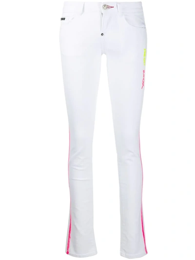 Philipp Plein Neon Rock Skinny Jeans In White