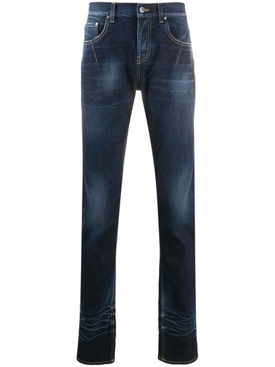Les Hommes Accent Pocket Straight-leg Jeans In Blue