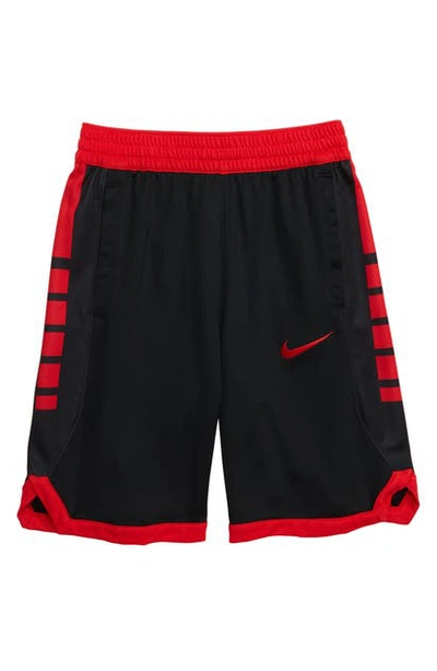 Nike Dri-fit Elite Big Kids' Basketball Shorts In Black/ University Red