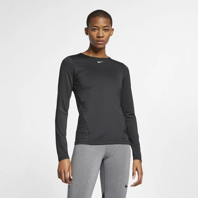 Nike Pro Women's Long-sleeve Mesh Top In Black