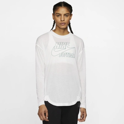 Nike Breathe Women's Long-sleeve Softball Top (team White) - Clearance Sale In Team White,bicoastal