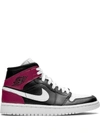 Jordan Air  1 Mid "noble Red" Sneakers In Black/noble Red/white