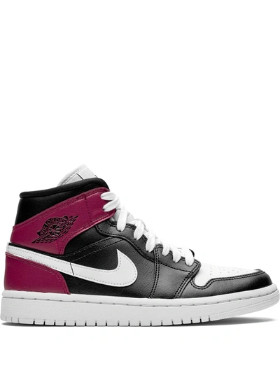 Jordan 1 Mid 板鞋 In Black/noble Red/white