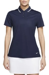 Nike Women's Victory Dri-fit Golf Polo In College Navy,white,white
