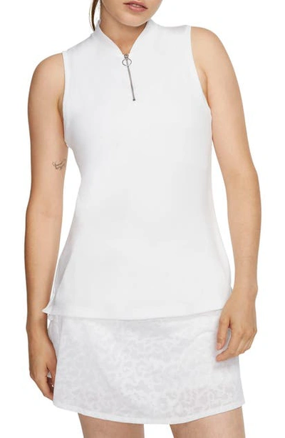 Nike Dri-fit Womenâs Sleeveless Golf Polo In White/ White