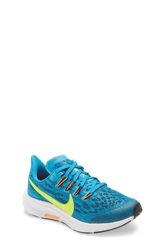 Nike Air Zoom Pegasus 36 Little/big Kids' Running Shoe In Blue/ Lemon /  Black | ModeSens