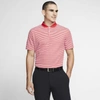 Nike Dri-fit Victory Menâs Striped Golf Polo In University Red,white