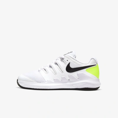 Nike Court Jr. Vapor X Little/big Kids' Tennis Shoe (white) In White,volt,black
